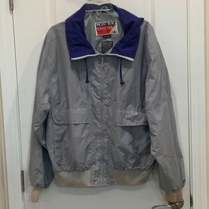 Men’s size large nylon jacket by Pacific Trail. Gray and blue hoodie